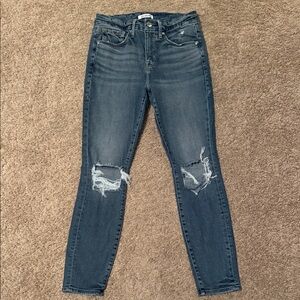 Good American Dark Blue Distressed Skinny Jeans Style Good Legs Crop